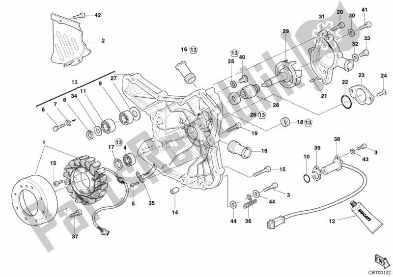 Alle onderdelen voor de Generatorafdekking - Waterpomp van de Ducati Superbike 999 S 2003